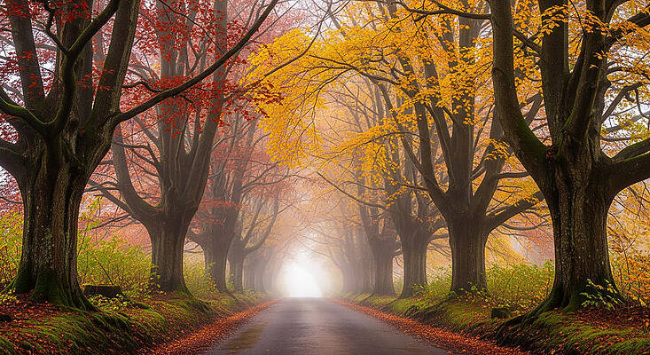 Nature Wall Art featuring the ai art Enchanted Autumn Pathway by The Luxury Art Collection