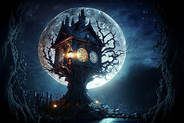 Tree Digital Art - Enchanted Moon by Ron Weathers