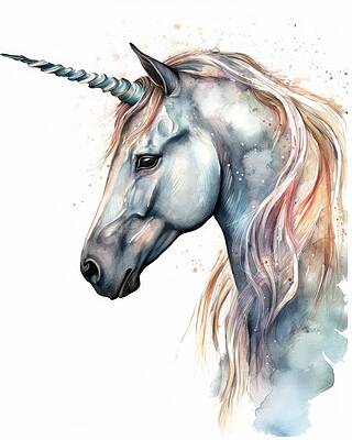Wall Art featuring the painting Enchanted Unicorn by Land of Dreams