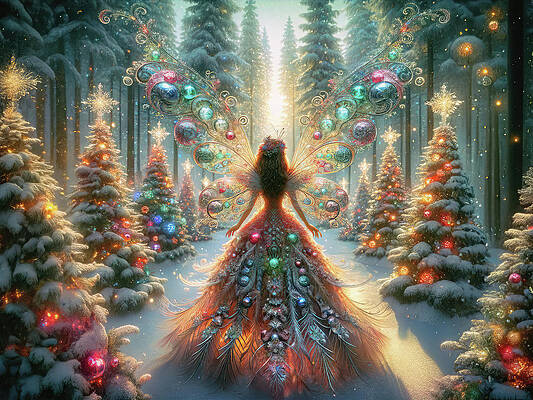 Digital Art - Enchantment Of The Winter Solstice Fairy by Bill and Linda Tiepelman