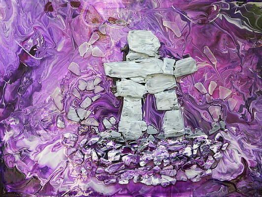 Wall Art featuring the painting Encounter Inukshuk 2 by Madeleine Arnett
