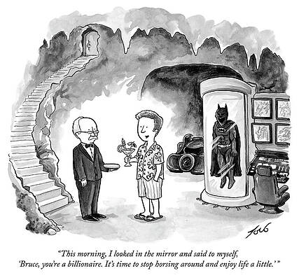 Batman Wall Art featuring the drawing Enjoy Life A Little by Tom Toro