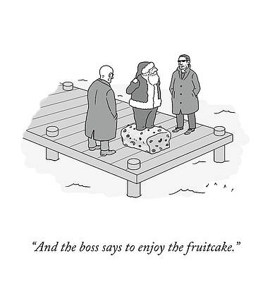 Santa Claus Drawing - Enjoy The Fruitcake by Kim Warp