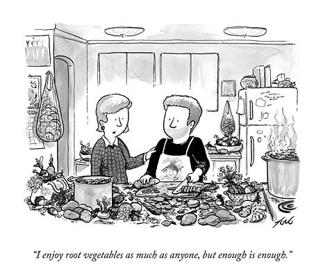 Vegetable Drawing - Enjoying Root Vegetables by Tom Toro