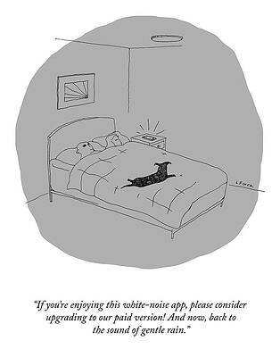 Simple Drawing - Enjoying The White Noise App by Liana Finck