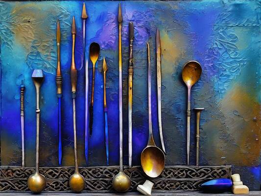 Gold Wall Art featuring the digital art Enough Spoons by Eris And AI