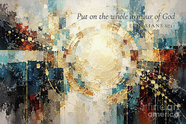 Wall Art featuring the painting Ephesians 6 11 Bible Verse Wall Art, Put On The Whole Armour Of God by Mark Lawrence