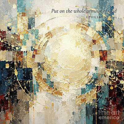 Wall Art featuring the painting Ephesians 6 11 Square Christian Art, The Armour Of God by Mark Lawrence