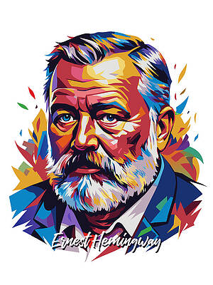 Motivational Digital Art - Ernest Hemingway #2 WPAP Pop Art by Vector Artnesia
