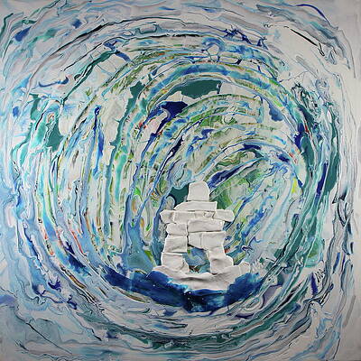 Wall Art featuring the painting Erth Inukshuk by Madeleine Arnett