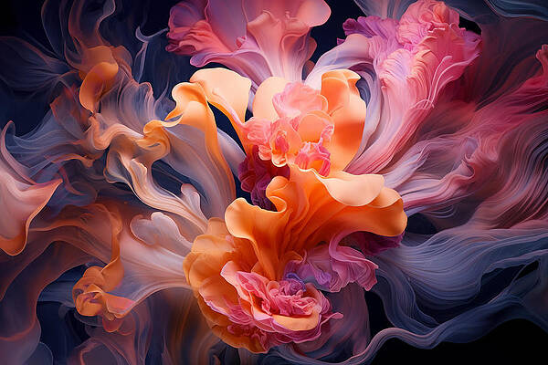 Vibrant Wall Art featuring the mixed media Ethereal Blossoms by Land of Dreams