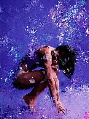 Crouching Figure in a Splash of Colors Digital Art