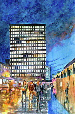 Wall Art featuring the painting Euston Station After Rain, London, UK by Francisco Gutierrez