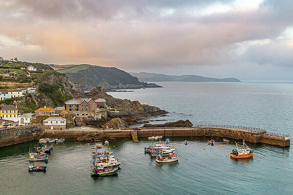 Sky Wall Art featuring the photograph Evening Over Mevagissey Harbour by Shirley Mitchell