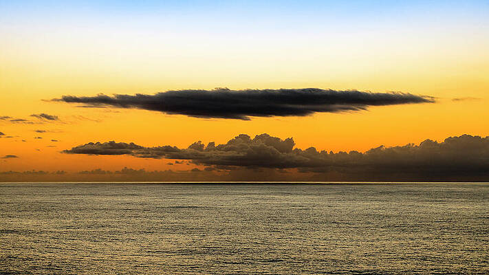 Golden Sunset Over Ocean Horizon Photograph