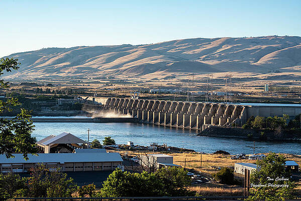 Washington Photograph - Evening Washington Hills And The Dalles Dam by Tom Cochran