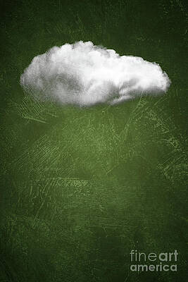 Minimalist Cloud on Green Background Digital Art