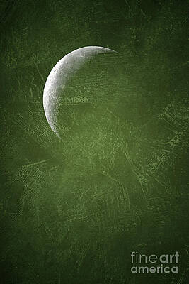 Green Crescent Moon Digital Art