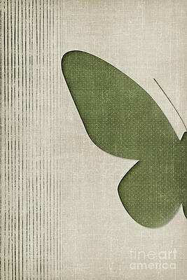 Green Minimalist Butterfly Digital Art