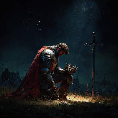 Knight Kneeling with Crown Wall Art