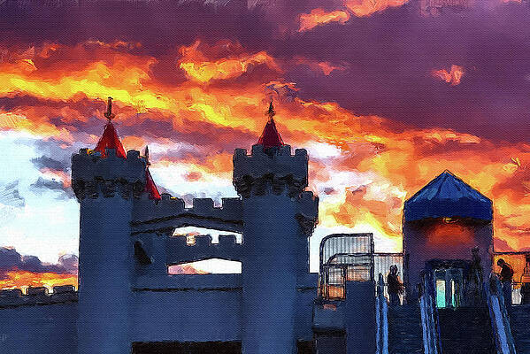 Nevada Wall Art featuring the mixed media Excalibur Bridge Over Las Vegas Strip by Tatiana Travelways
