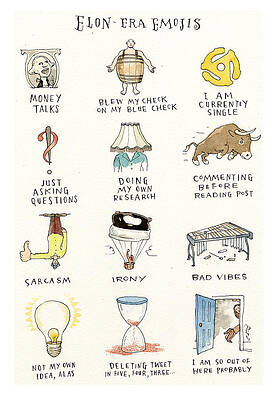 Money Painting - Exclusive Emojis From Elon Musk by Barry Blitt