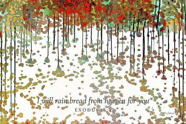 Wall Art featuring the painting Exodus 16 4 Bible Verse Wall Art, I Will Rain Bread From Heaven by Mark Lawrence