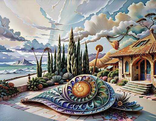 Surreal Coastal Dreamscape Digital Art