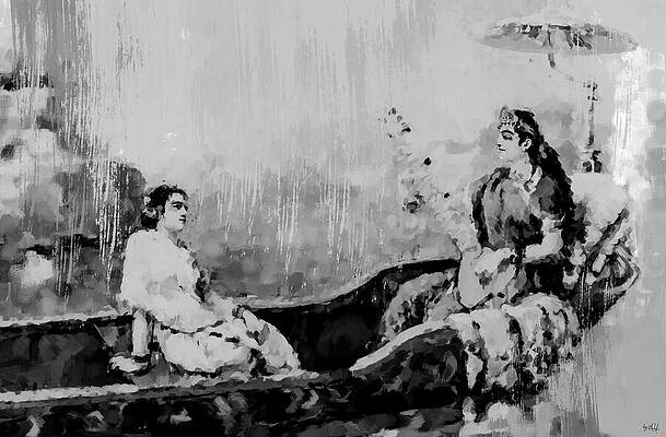Exotic Boat Music In The Rain Bw Print