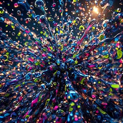 Explosive Burst of Colorful Droplets Wall Art