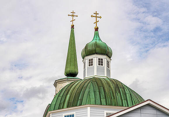 Wall Art featuring the photograph Exterior Roof Of The Historic St Michaels Cathedral In Sitka, Al by Steven Heap