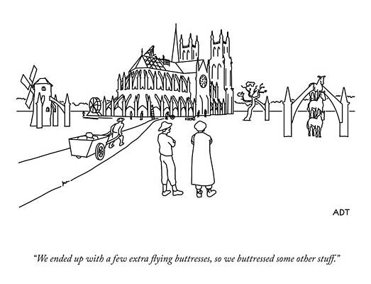 Paris Drawing - Extra Flying Buttresses by Adam Douglas Thompson