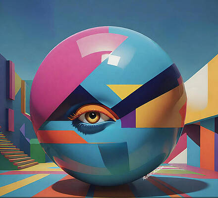 Wall Art featuring the digital art Eye Of The Sphere by Rafael Salazar