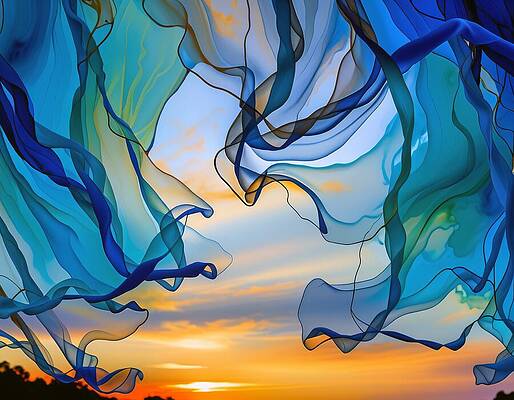 Sky Digital Art - Fabric Escape by Eris And AI