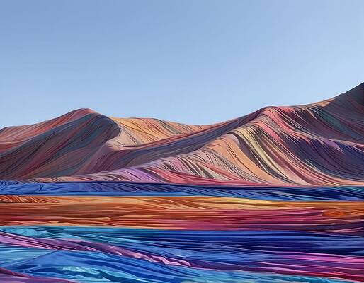Landscape Wall Art featuring the digital art Fabric Hills by Eris And AI
