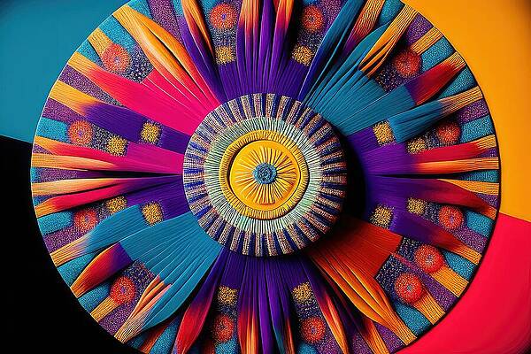 Vibrant Digital Art - Fabric Sun by David Manlove