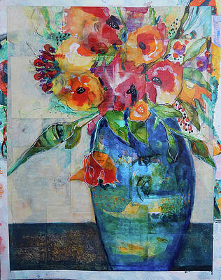 Flower Wall Art featuring the mixed media Faces In Florals by Mary Conner