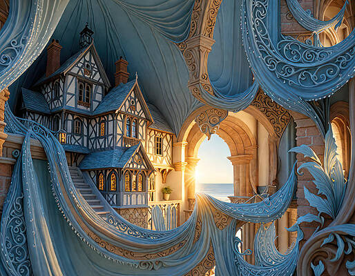 Architecture Wall Art featuring the digital art Fae Magic-Users Guild Headquarters by Eris And AI