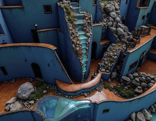 Whimsical Digital Art - Fairy Cliff Dwellings by Eris And AI