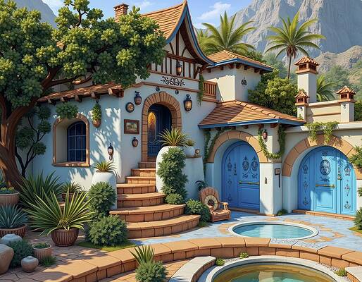 Whimsical Digital Art - Fairy House In The Mountains by Eris And AI