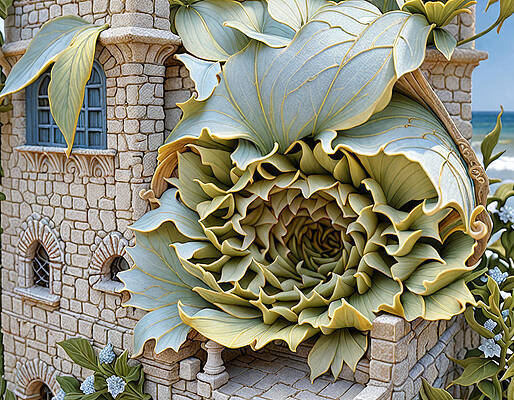 Whimsical Digital Art - Fairy House With Resident Plant by Eris And AI