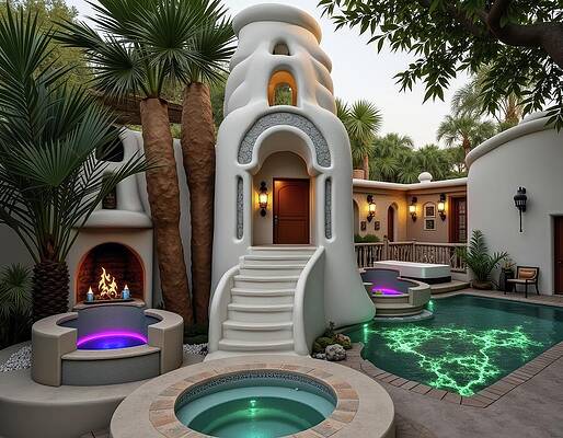 Whimsical Digital Art - Fairy Motel by Eris And AI