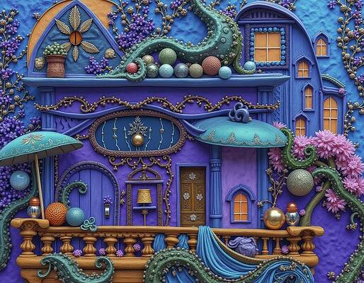 Whimsical Digital Art - Fairy Vacation Place by Eris And AI