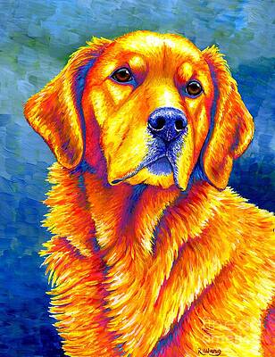 Painting - Faithful Friend - Colorful Golden Retriever Dog by Rebecca Wang