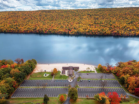 Fall Photograph - Fall Aerial Mauch Chunk Lake Recreational Area by Jason Fink