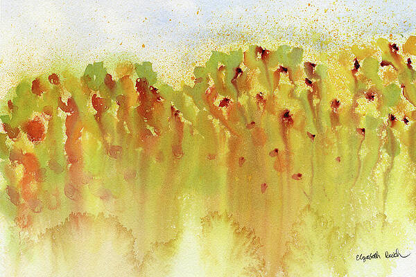 Colorful Painting - Fall Colors Along Jones Drive, Abstract Landscape by Elizabeth Reich