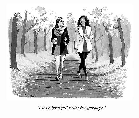 Setting Drawing - Fall Hides The Garbage by Will McPhail