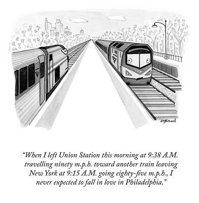 Train Wall Art featuring the drawing Fall In Love In Philadelphia by Amy Kurzweil