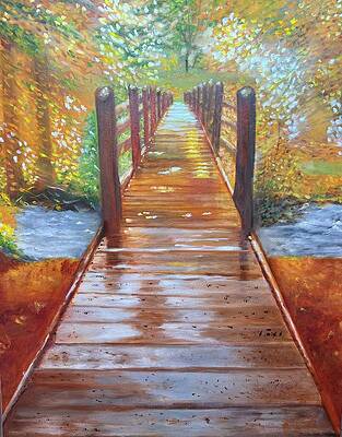 Tree Painting - Fall Reflections by Juliette Becker