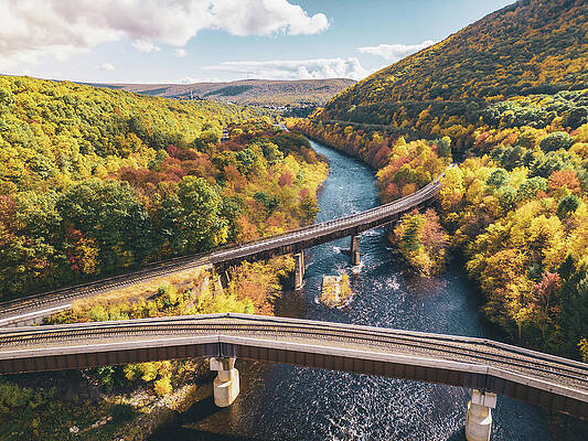 Fall Photograph - Fall View Looking East Over Nesquehoning Bridge by Jason Fink